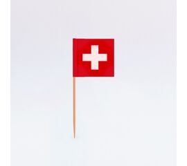 Zahnstocherfähnchen Schweiz 2,5 x 3,8 cm (100 Stück), Modell 751 / Piques à cocktail avec drapeau de la Suisse 2,5 cm x 3,8 cm (100 pièces), modèle 751