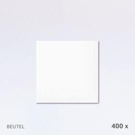 Servietten 33 x 33 cm, 1-lagig, 1/4-Falz, im Beutel (400 Stück) / Serviettes 33 x 33 cm, simple épaisseur, pliage 1/4, en sachet (400 pièces)