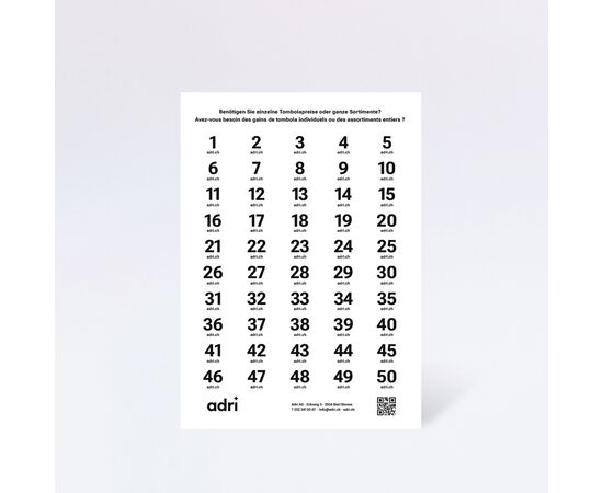 Selbstklebe-Nummern, Modell 211.1 / Numéros autocollants, modèle 211.1