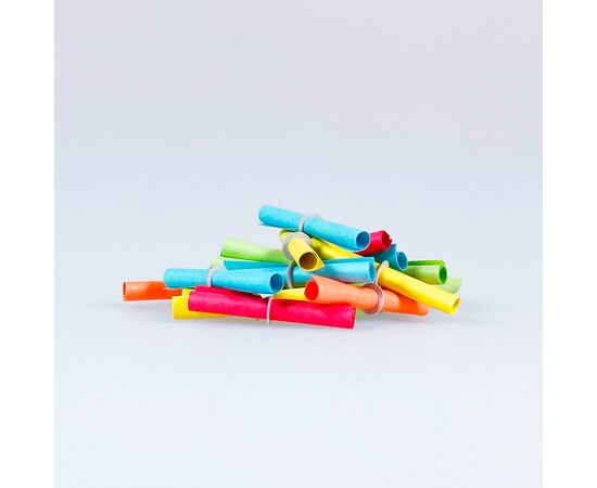 Röllchenlose Nieten mit lustigen Sprüchli, Beutel (100 Stück), Modell 801.1 / Papillotes Billets nuls avec bons mots, sachet (100 pièces), modèle 801.1