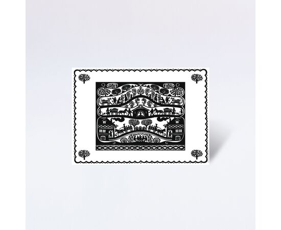 Tischset «Scherenschnitt» schwarz-weiss / Set de table « coupe par cisaillement » noir-blanc